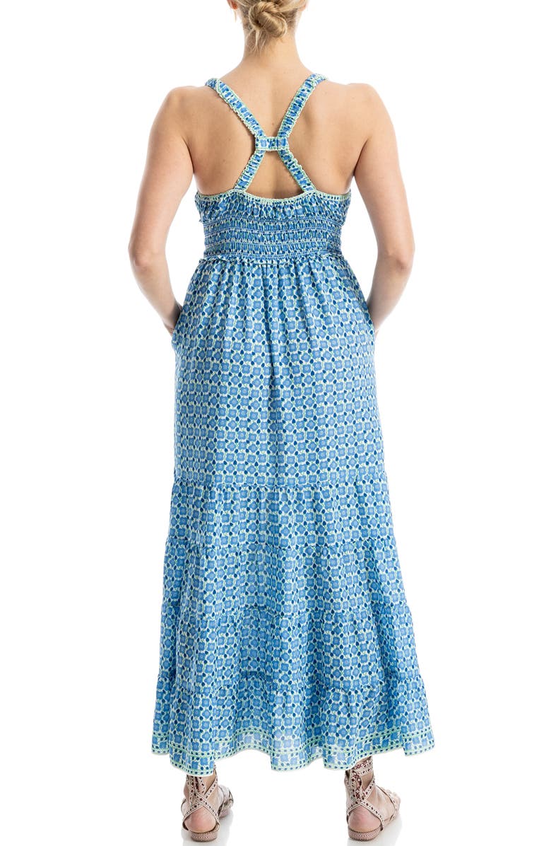 MAX STUDIO Print Sleeveless Maxi Sundress, Alternate, color, Cream/ Blue Poppy Buds