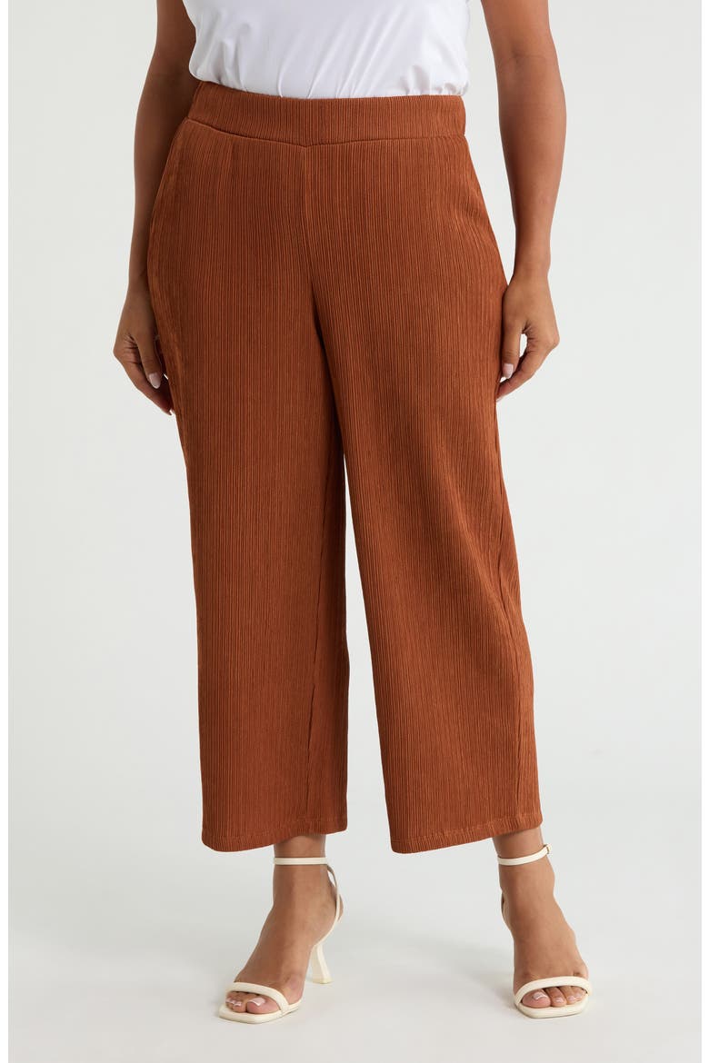 Crinkle Pull-On Ankle Wide Leg Pants, Main, color, CEDAR SPICE