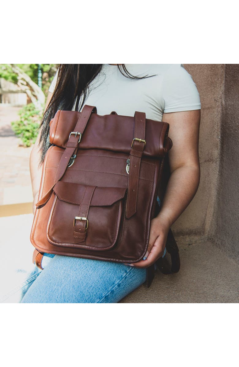 Amasouk Adventurer Leather Rolltop Backpack, Alternate, color, Chestnut