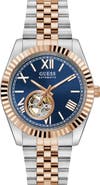 GUESS Open Heart Two-Tone Automatic Bracelet Watch, 42mm