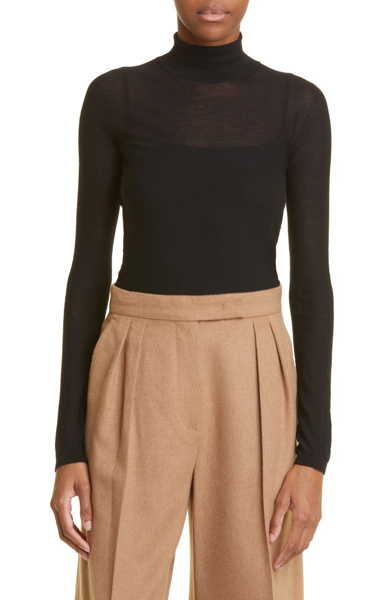 Max Mara Zagara Semisheer Wool Turtleneck Sweater, Main, color, 