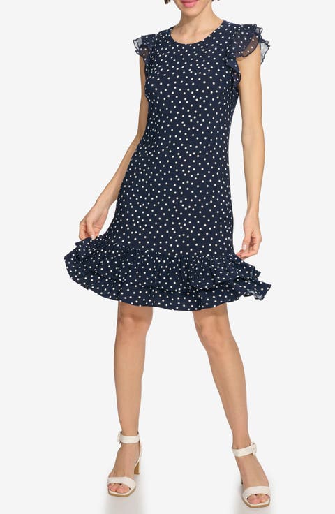 Chiffon Flutter Sleeve Dress