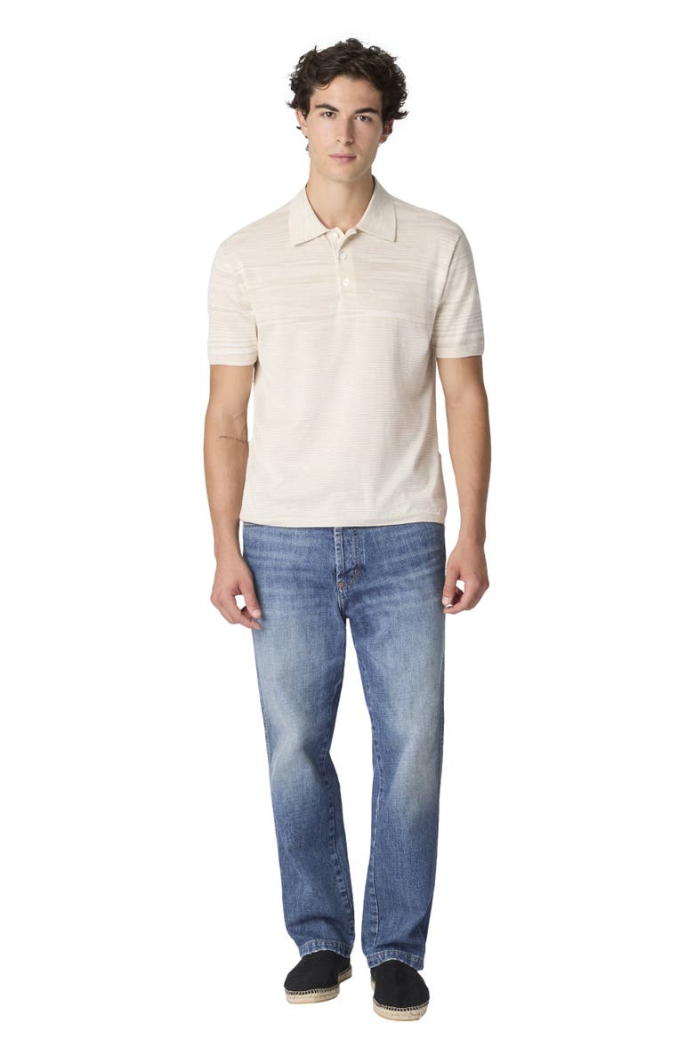 Missoni Flamed Mercerized Cotton Polo Shirt, Alternate, color, Beige& White