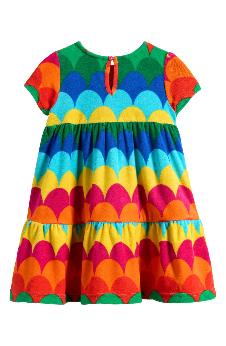 Mini Boden Kids' Ariel French Terry Twirly Dress, Alternate, color, Multi Scallop Stripe