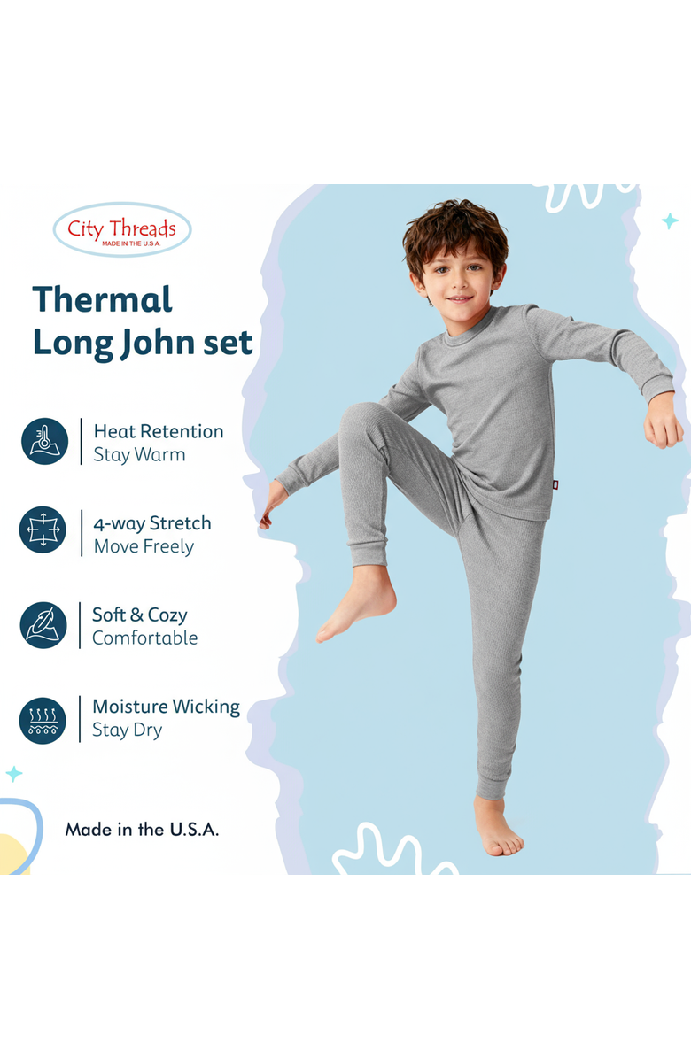 CITY THREADS Boys Soft & Cozy Thermal Long Johns 2-Piece Set, Alternate, color,