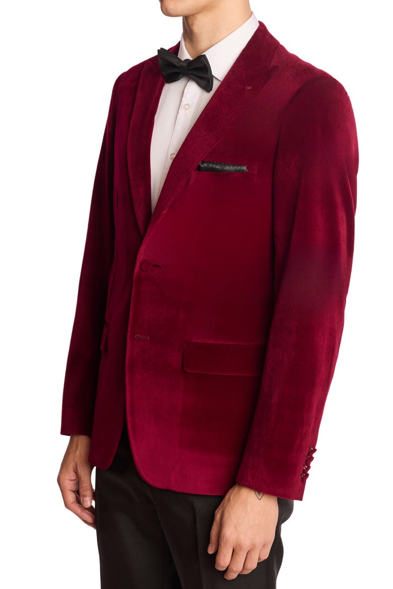 Kyle Slim Fit Velvet Dinner Jacket, Alternate, color, BORDEAUX VELVET
