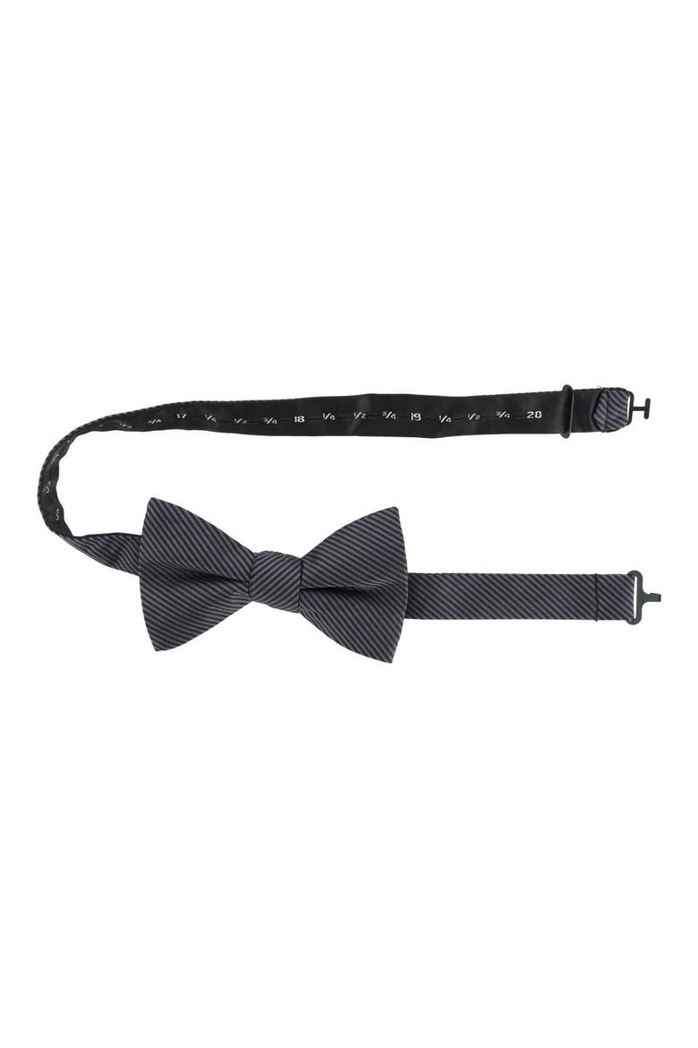 Leyton Stripe Pre-Tied Silk Bow Tie, Alternate, color, GRAPHITE
