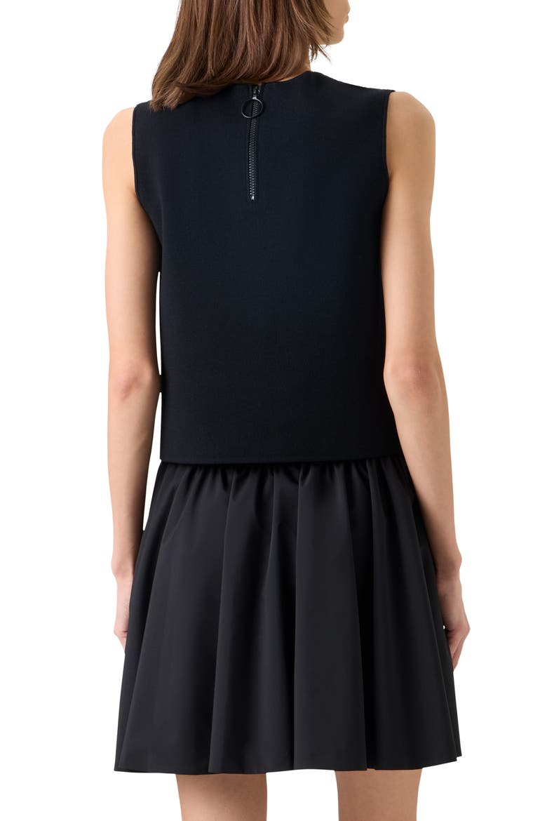 Sleeveless Mixed Media Dress, Alternate, color, BLACK