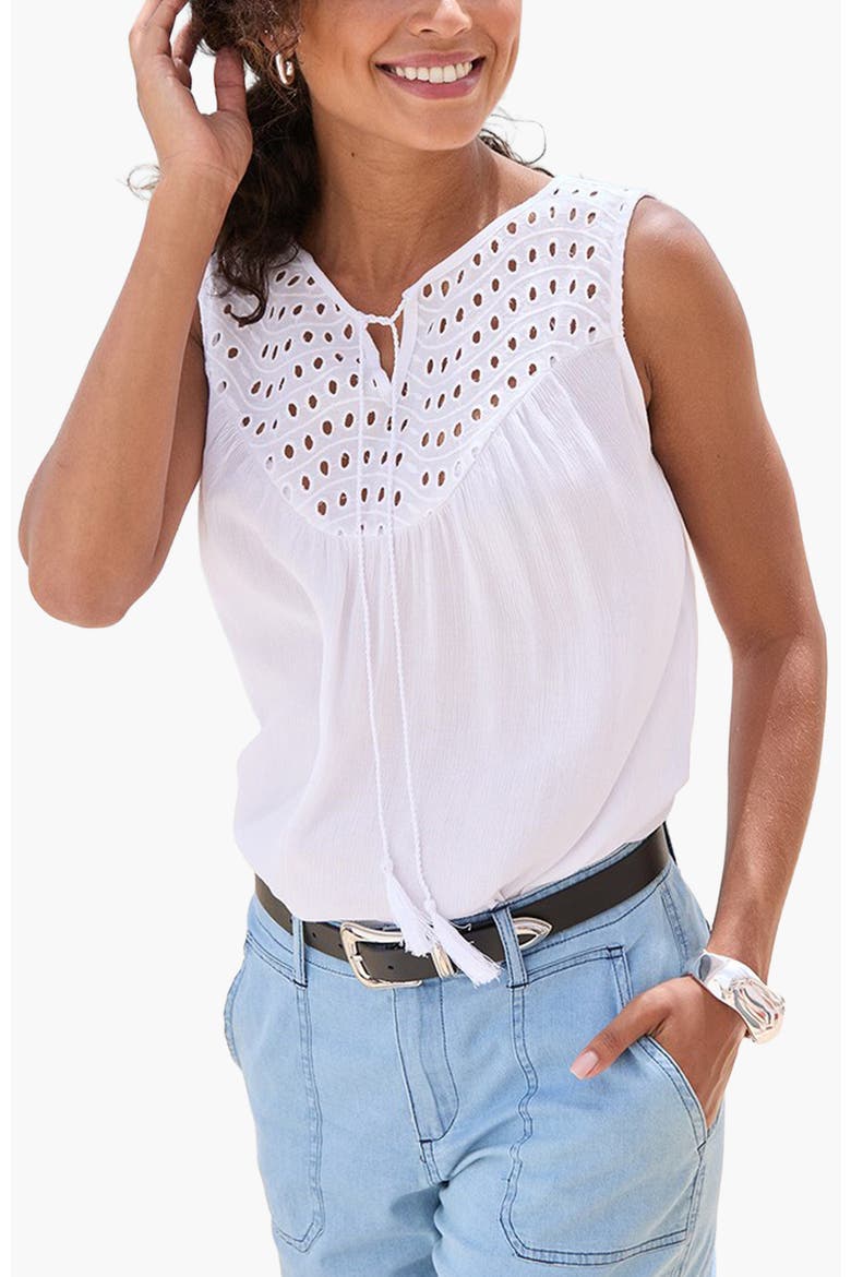 Sleeveless Eyelet Top, Main, color, White