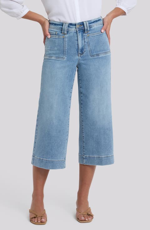 NYDJ Brigitte High Waist Wide Leg Capri Jeans (Mist Springs)