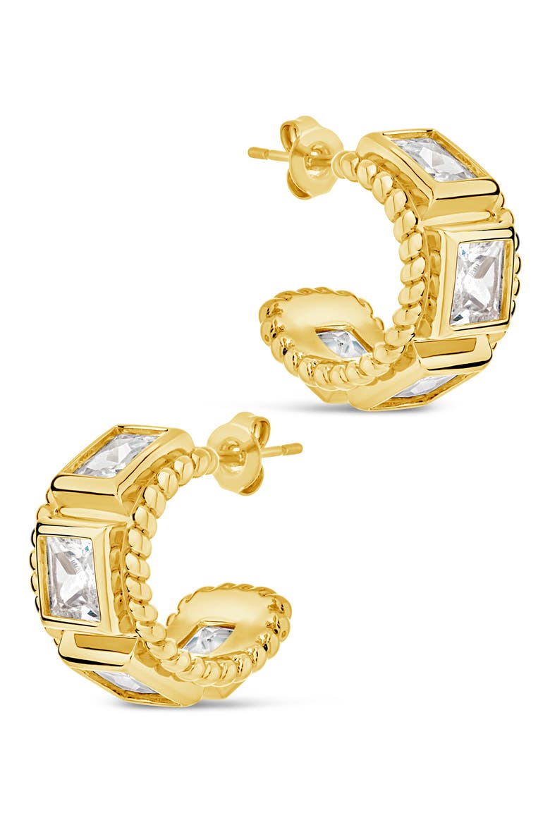 Cassia Cubic Zirconia Huggie Hoop Earrings, Alternate, color, GOLD