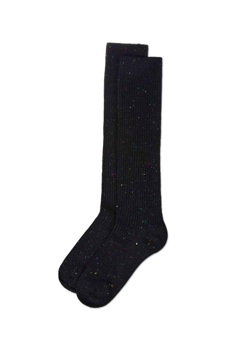 MeMoi Thin Ribbed Speckled Knee High, Alternate, color, Black