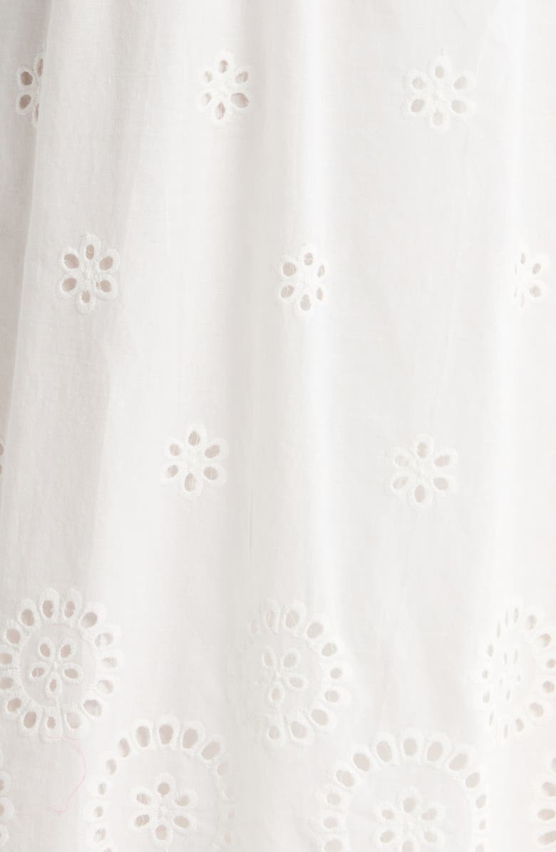 SUGARLIPS Deana Eyelet Smocked Midi Dress, Alternate, color, White