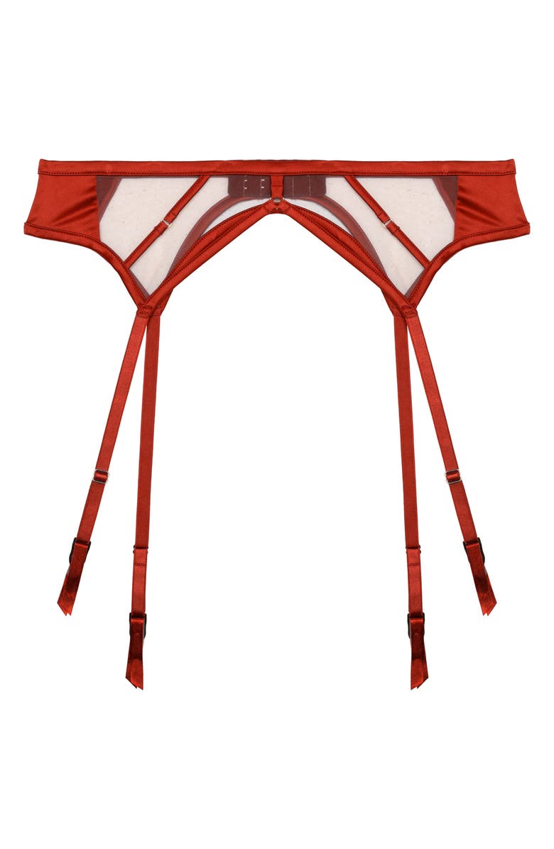 Playful Promises Ramona Mesh & Satin Garter Belt, Main, color, 