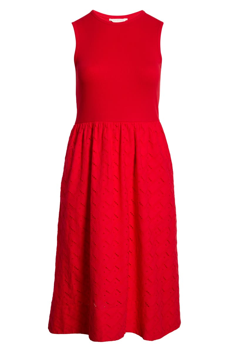 Caslon<sup>®</sup> Mixed Media Midi Dress, Alternate, color, Red Radish