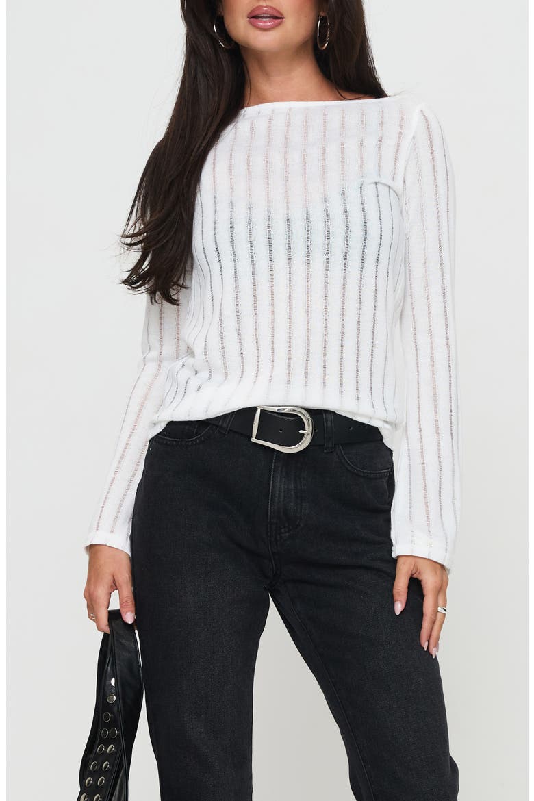 Tuppence Open Stitch Sweater, Main, color, WHITE