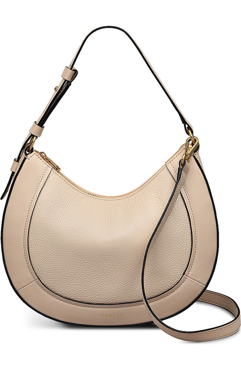 Radley Merchant Hall Small Crescent Leather Shoulder Bag, Main, color, Oat Milk