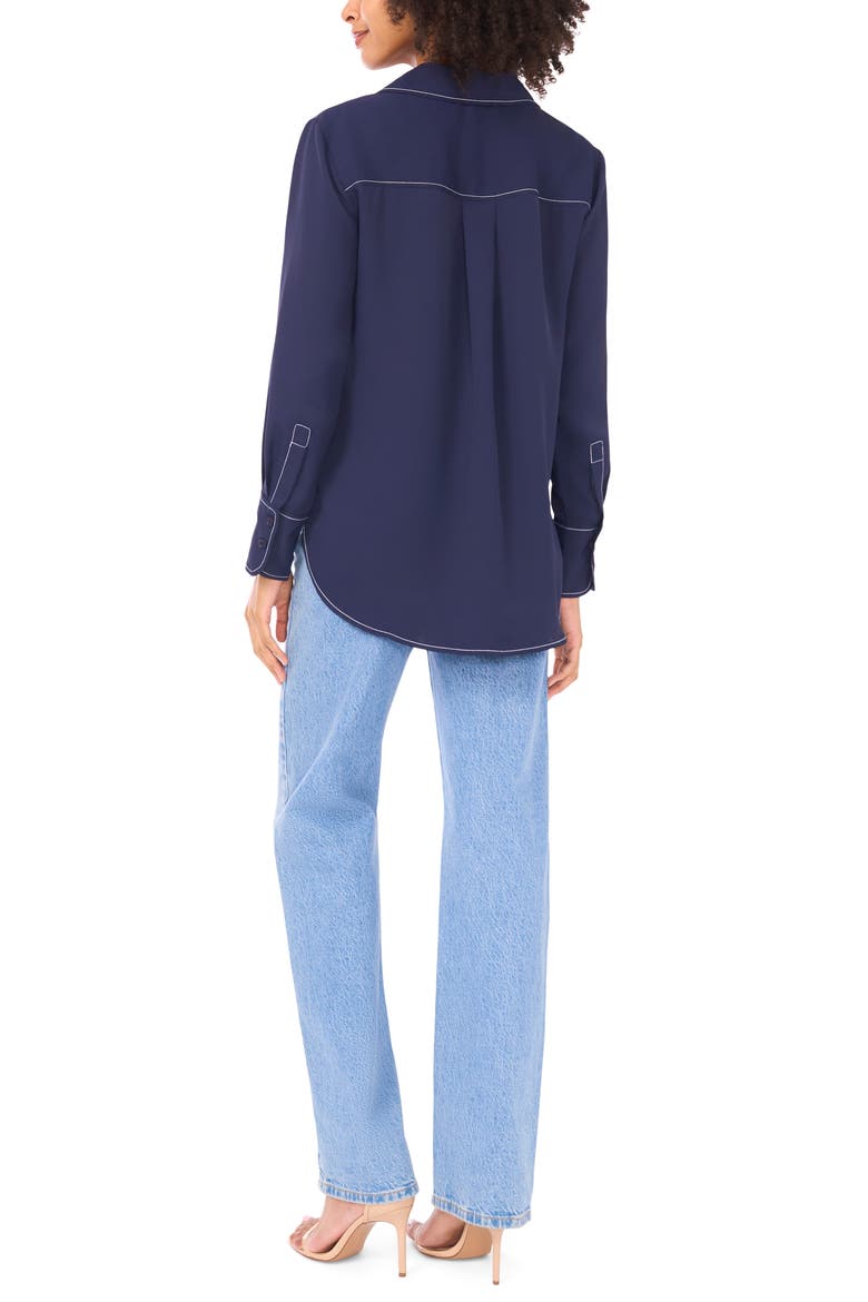 Half Placket Popover Top, Alternate, color, CLASSIC NAVY