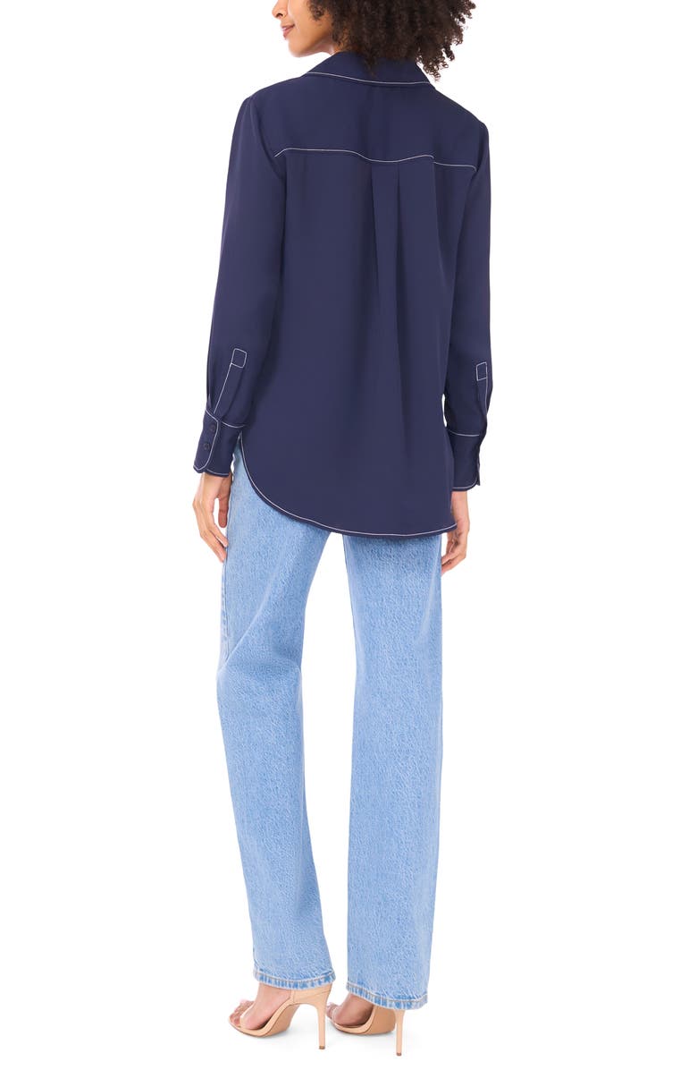 Vince Camuto Half Placket Blouse, Alternate, color, Classic Navy