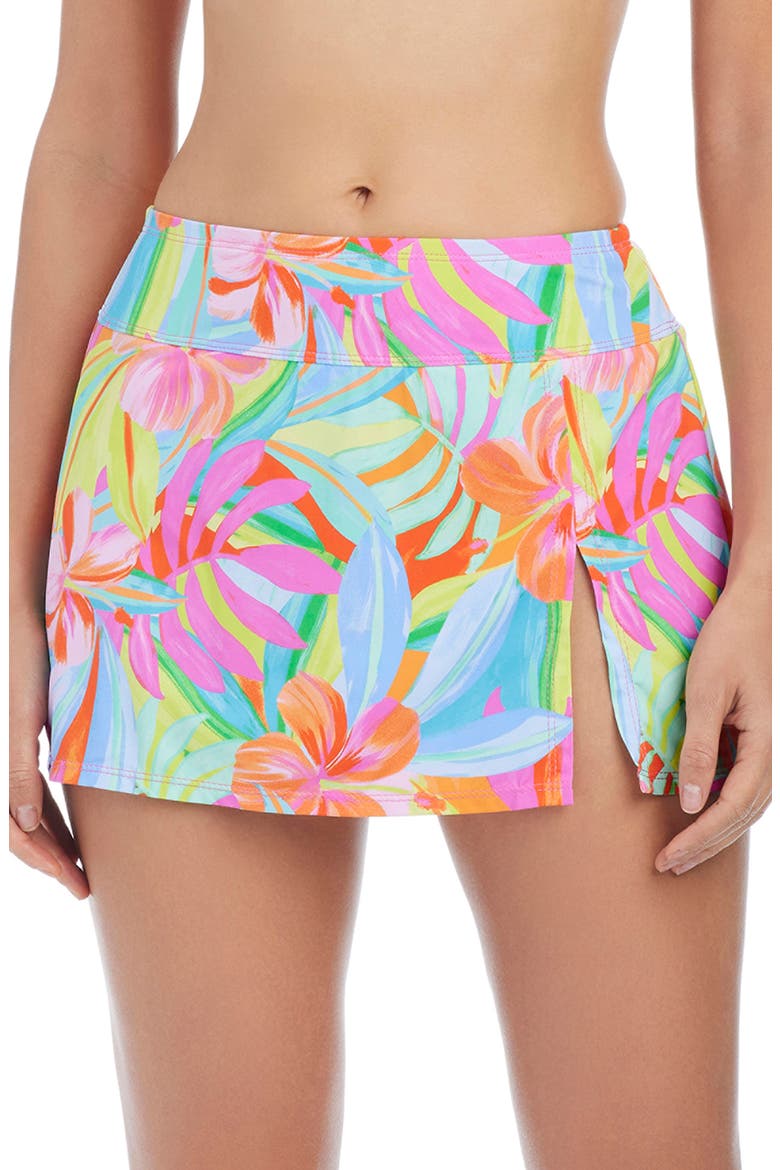 High Waist Skirted Bikini Bottoms, Main, color, TURQUOISE MULTI