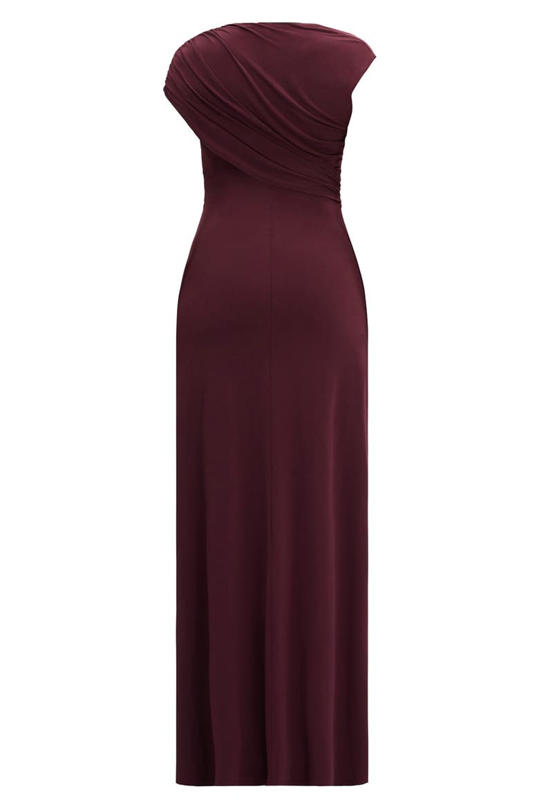 Cap Sleeve Ruched Matte Jersey Dress, Alternate, color, PINOT