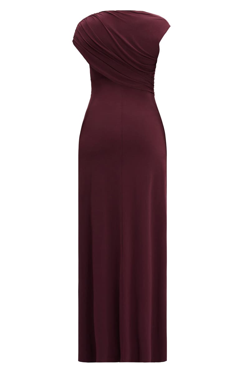 Herve Leger Cap Sleeve Ruched Matte Jersey Dress, Alternate, color, Pinot