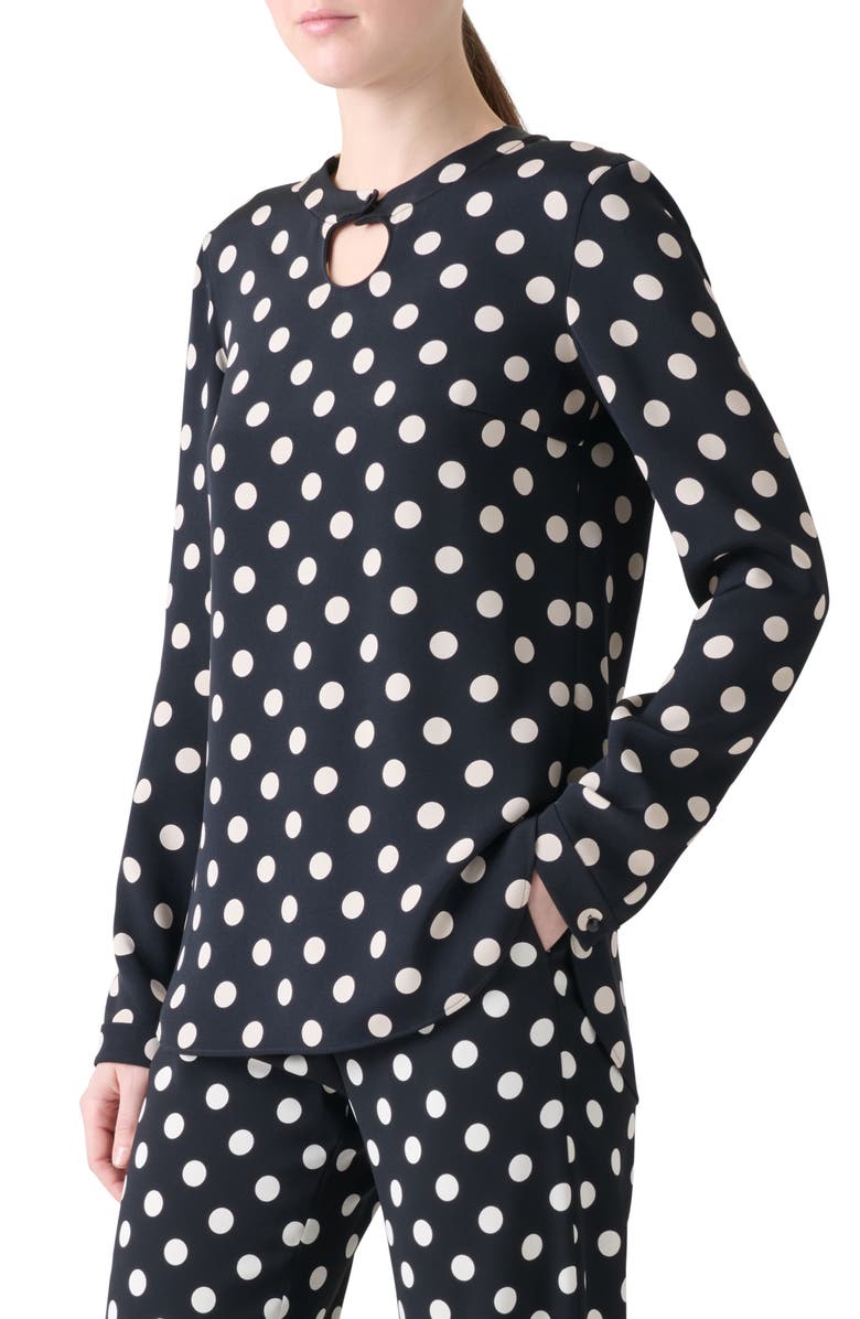 Akris punto Polka Dot Long Sleeve Top, Alternate, color, Black