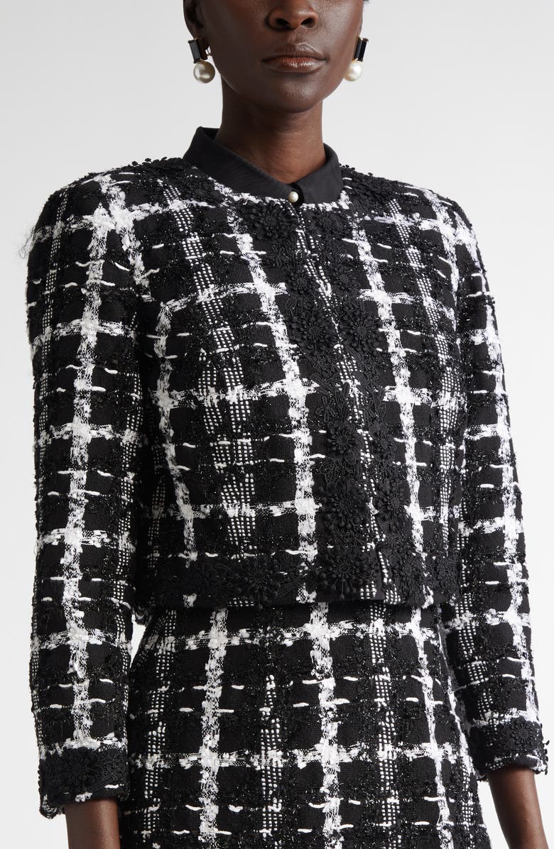 Carolina Herrera Metallic Tweed Crop Jacket, Alternate, color,