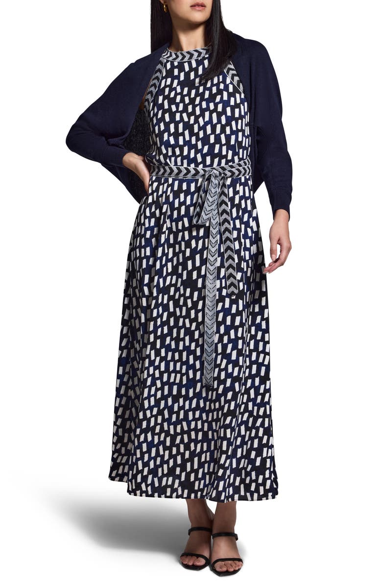 NIC+ZOE Becca Starry Sky Embroidered Trim Maxi Dress, Alternate, color, Blue/Black Multi