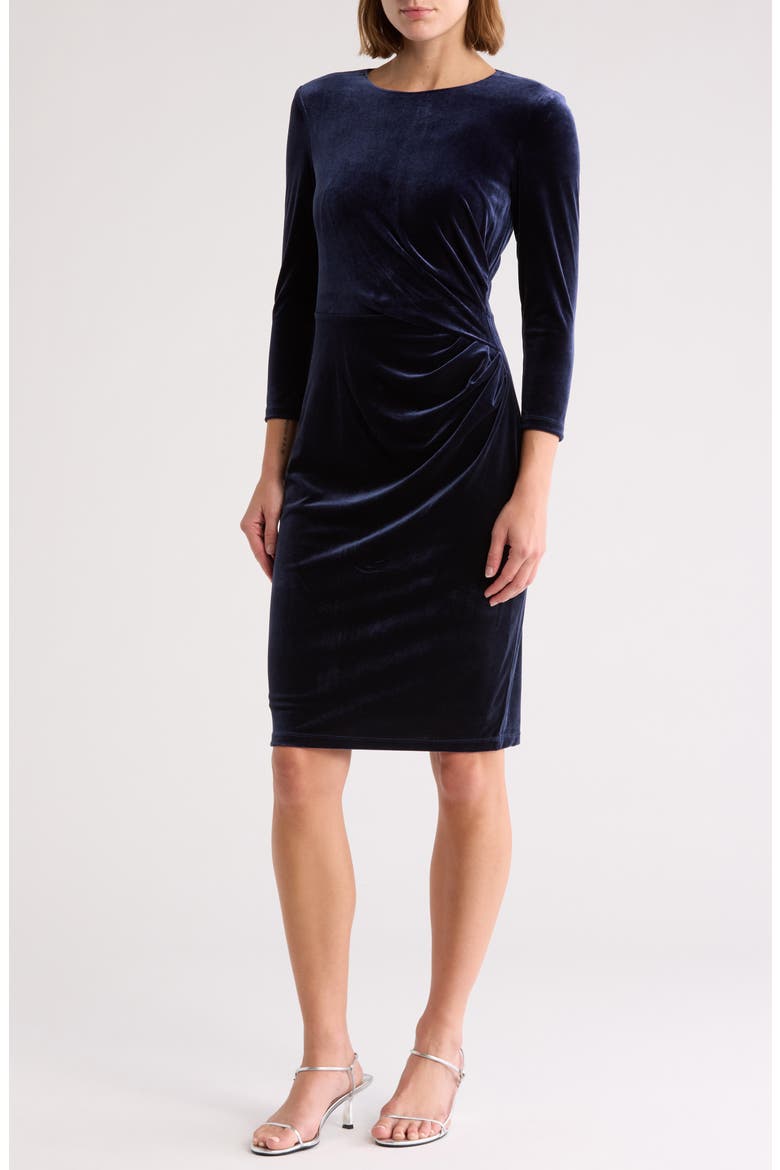 Velvet Sheath Dress, Main, color, NAVY