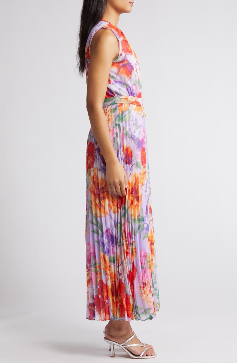 Julia Jordan Floral Pleated Maxi Dress, Alternate, color, 