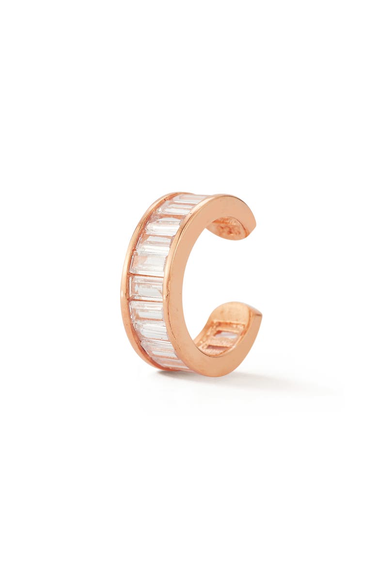14k Rose Gold Plated Cubic Zirconia Ear Cuff, Alternate, color, ROSE GOLD