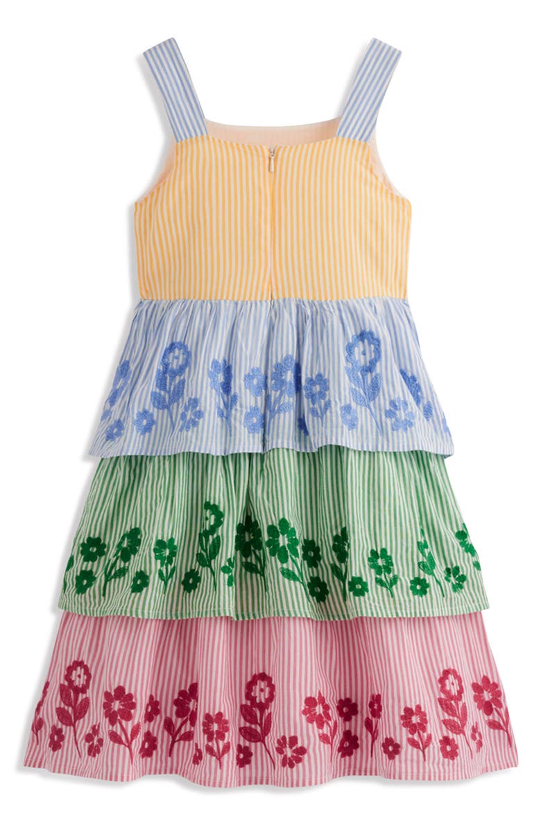 Mini Boden Kids' Hotchpotch Tiered Dress, Alternate, color, Hotchpotch Stripe Embroidery
