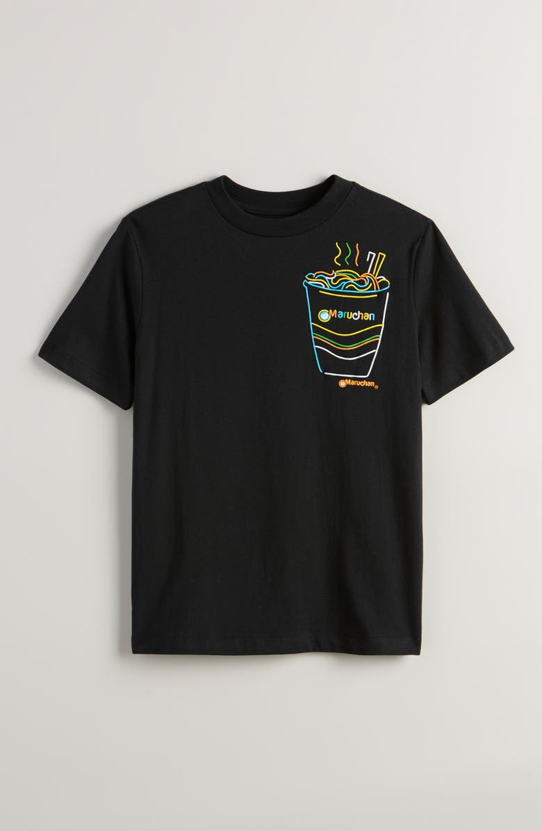 Treasure & Bond Kids' Loose Fit Cotton Graphic T-Shirt, Main, color, Black Neon Ramen