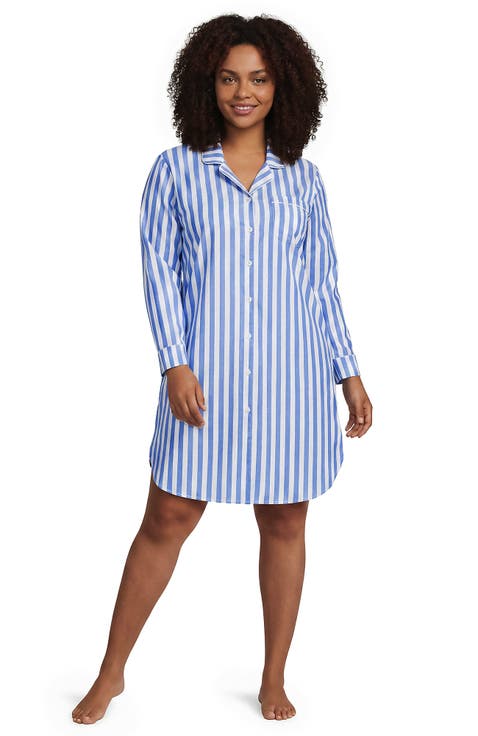 Cotton Poplin Long Sleeve Sleepshirt Nightgown