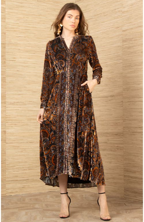 Hale Bob Clarissa Velvet Midi Dress In Brown