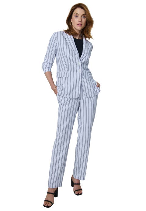 2-Piece Stretch Crepe Single-Breasted Pantsuit