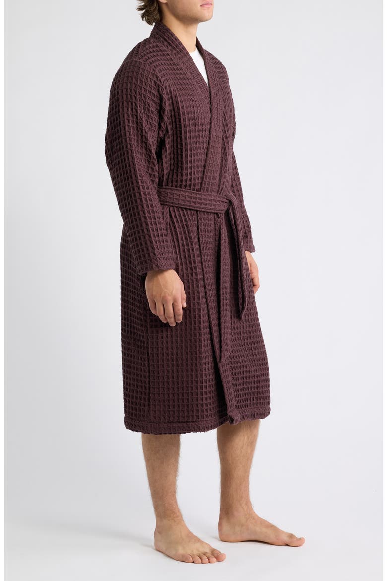 Modern Waffle Robe, Alternate, color, BURGUNDY FUDGE