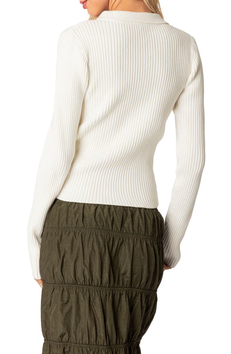 EDIKTED Cora Rib Zip Front Cardigan, Alternate, color, Cream