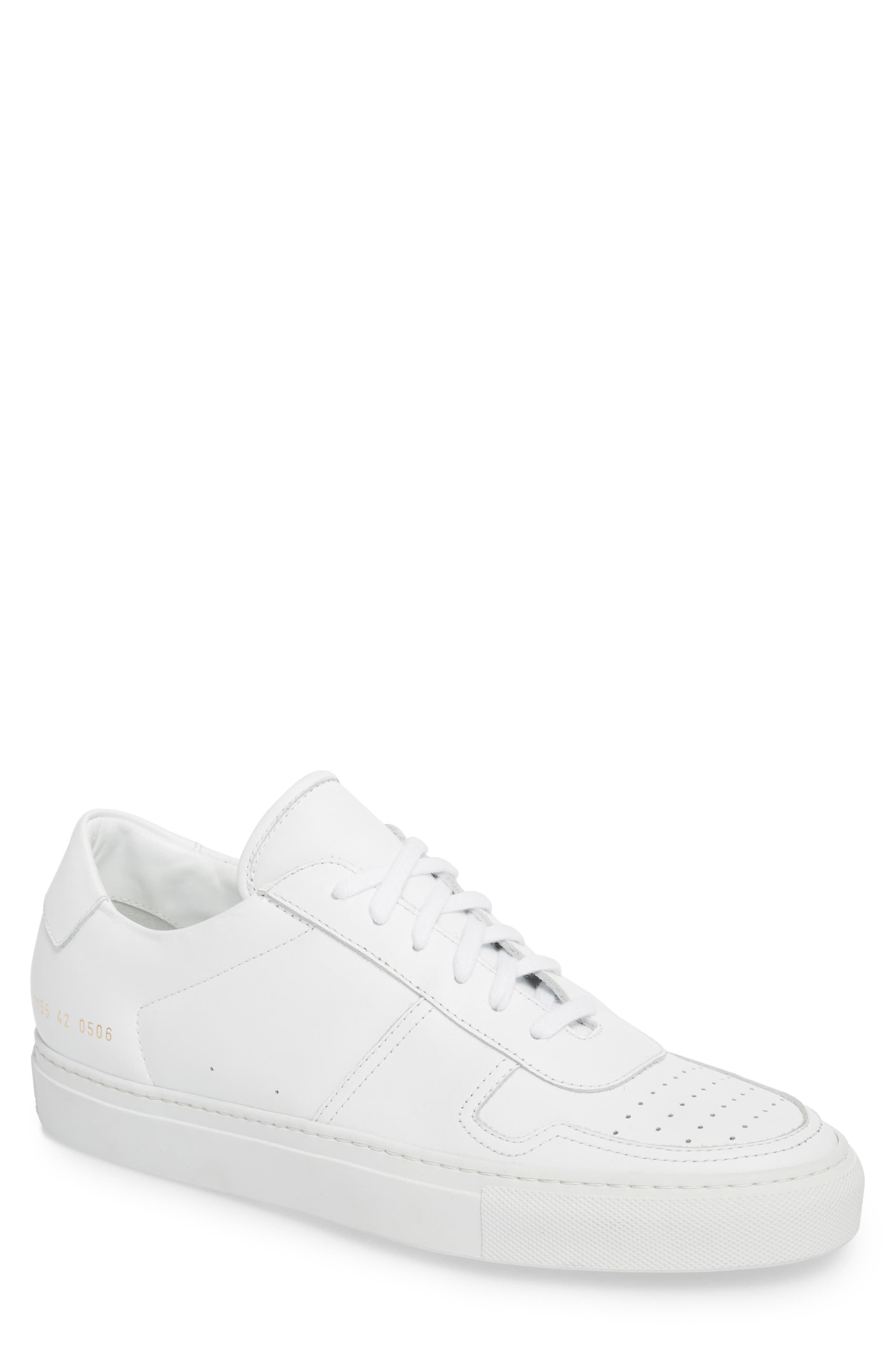 Bball Low Top Sneaker, Main, color, WHITE LEATHER