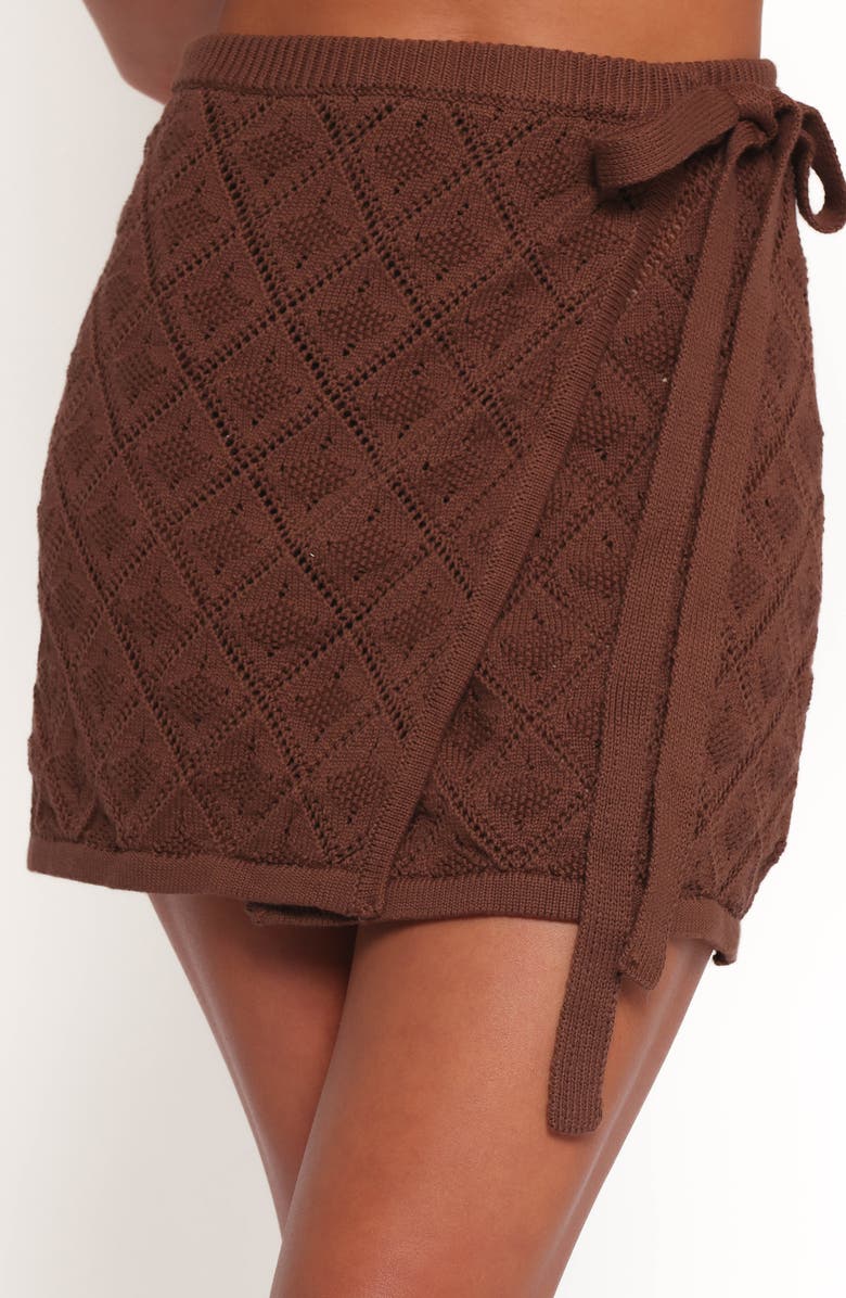 Petal & Pup Palma Open Stitch Wrap Miniskirt, Alternate, color, Chocolate