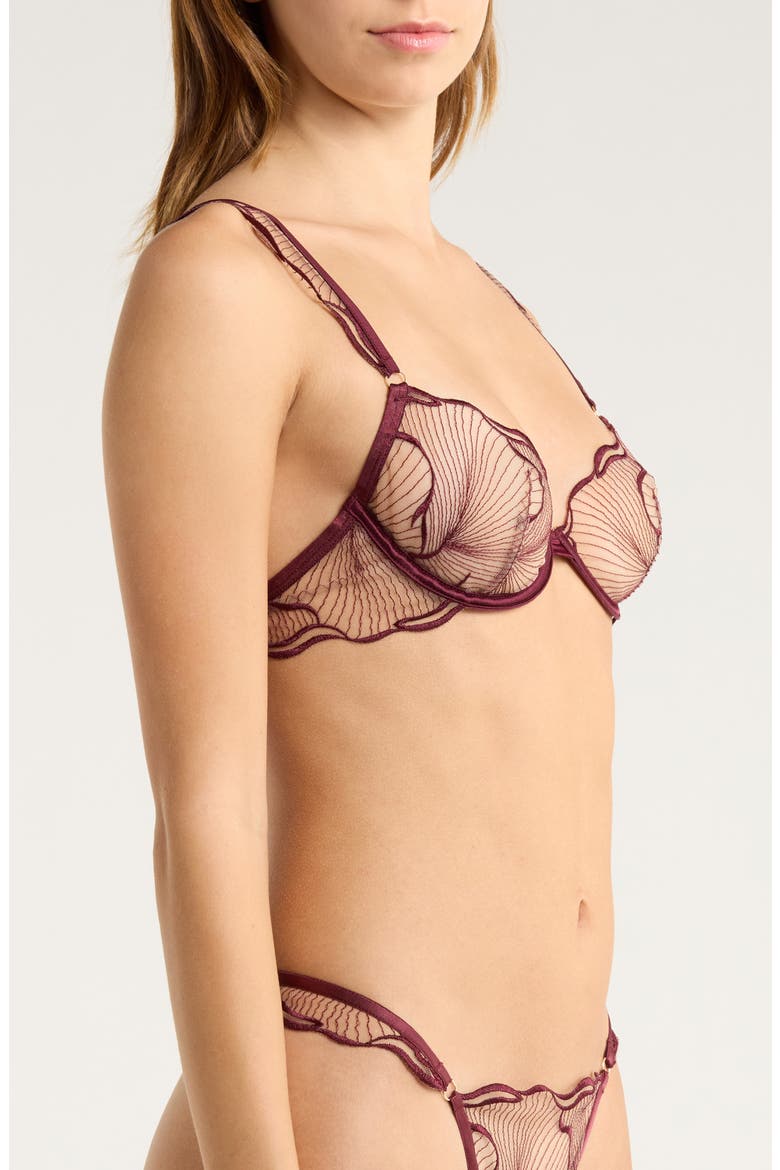 Marabel Mesh Underwire Bra, Alternate, color, CHERRY LACQUER/ SHEER