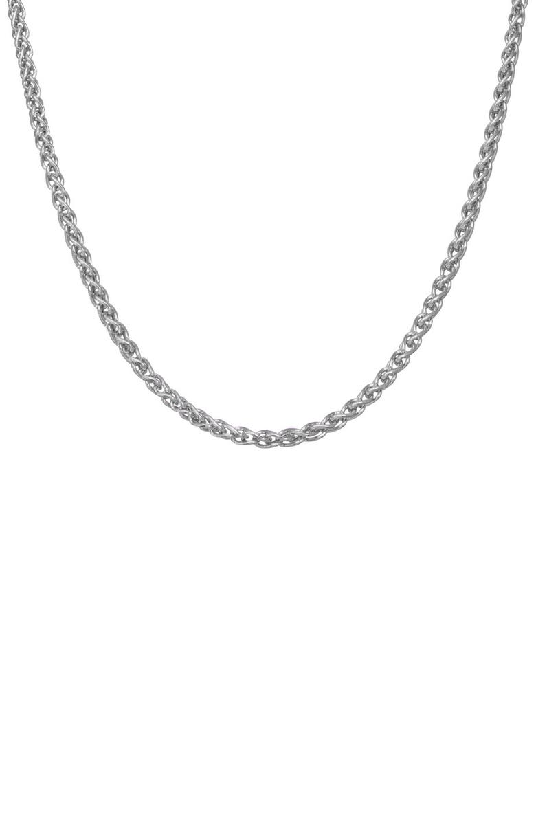 FZN Men's Sterling Silver Wheat Chain Necklace, Main, color, Silver