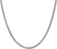 FZN Men's Sterling Silver Wheat Chain Necklace