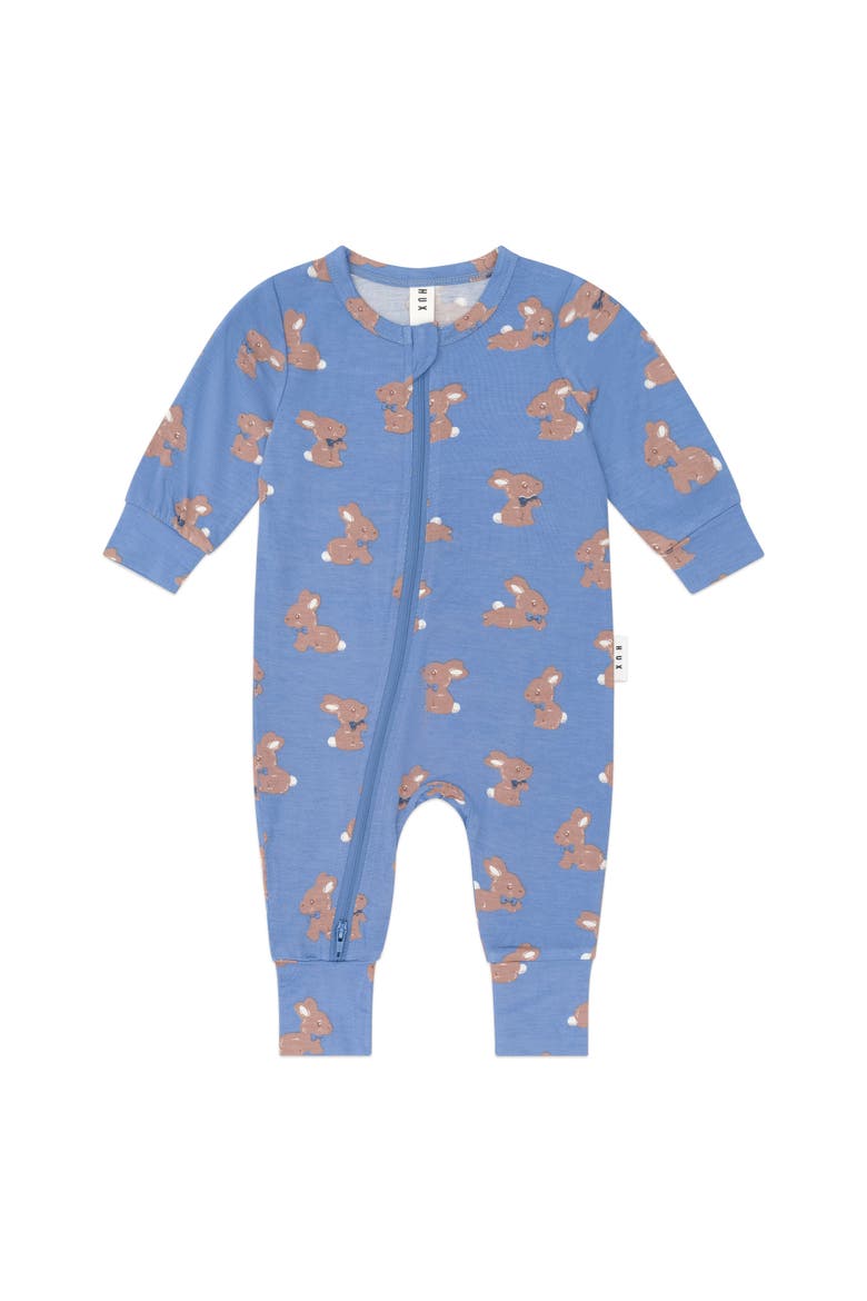 Vintage Blue Bunny Zip Romper, Main, color, Vintage Blue