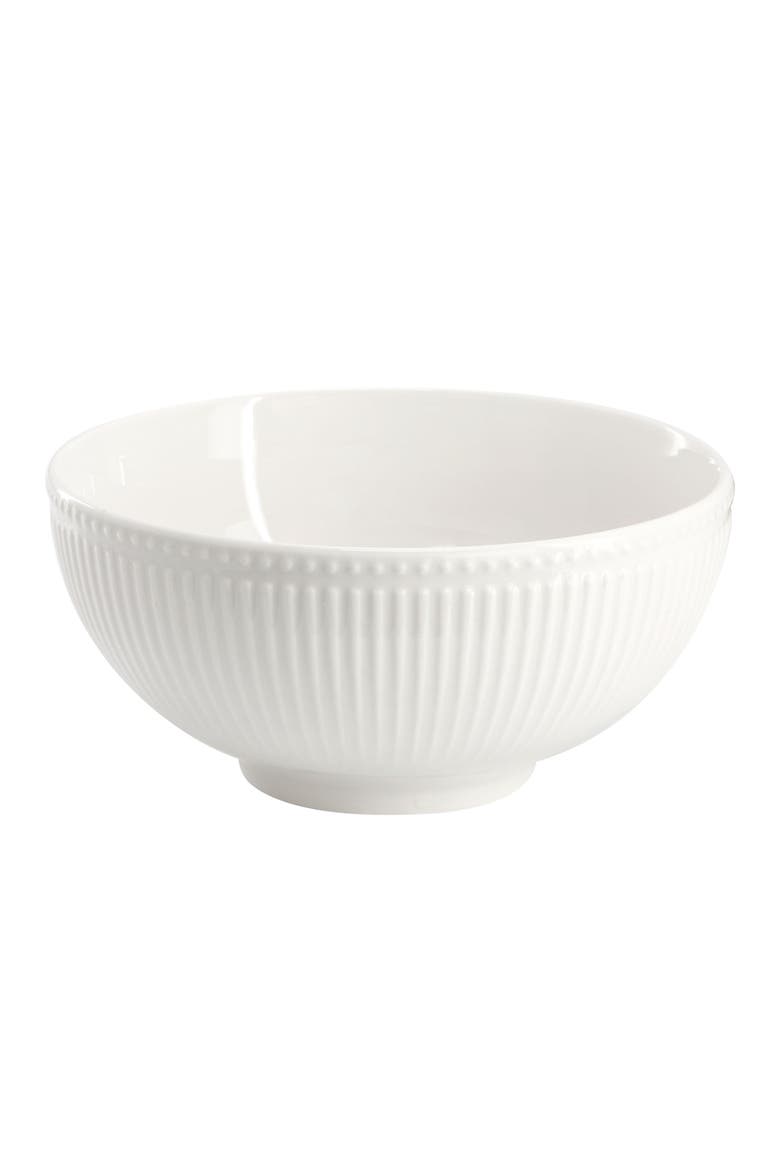 Kate 16 Piece Textu Trim Double Bowl Porcelain Dinnerware Set, Alternate, color, White