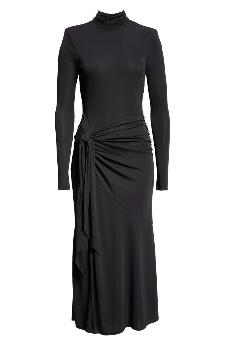 Cinq à Sept Johnson Side Ruched Long Sleeve Jersey Dress, Alternate, color, Black