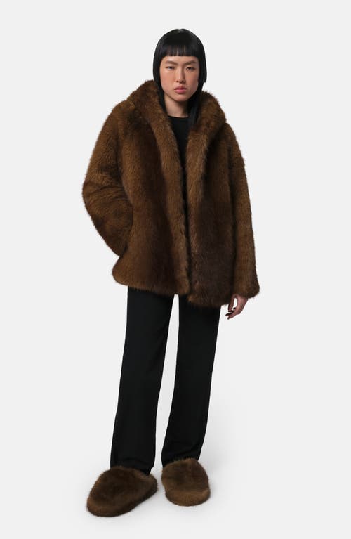 Apparis Misha Faux Fur Mule Slipper In Brown