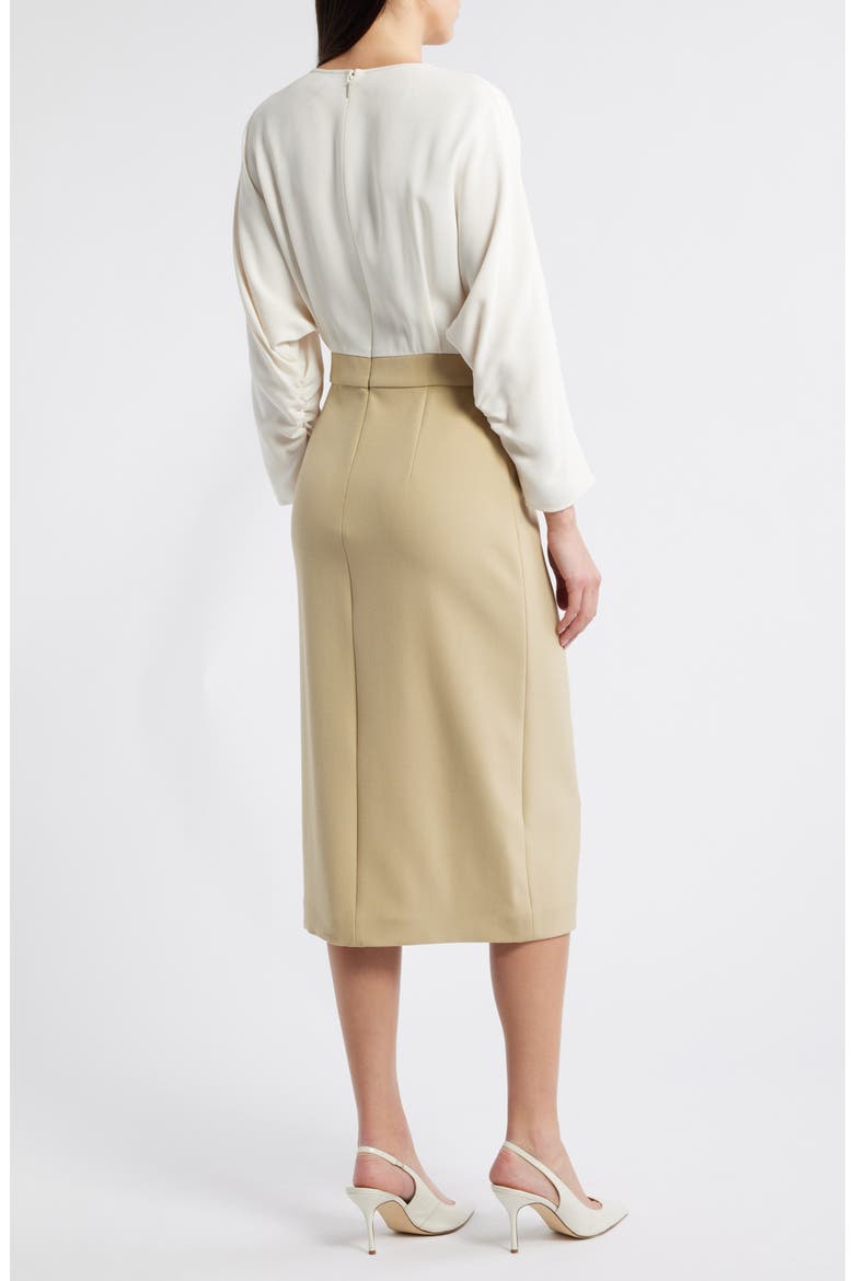 Ditela Mixed Media Dress, Alternate, color, LIGHT BEIGE COMBO