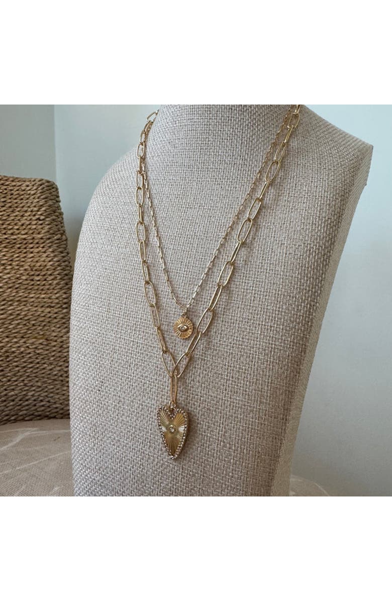 Erin McDermott Jewelry Sunbeam Heart Duo Necklace, Alternate, color, Gold